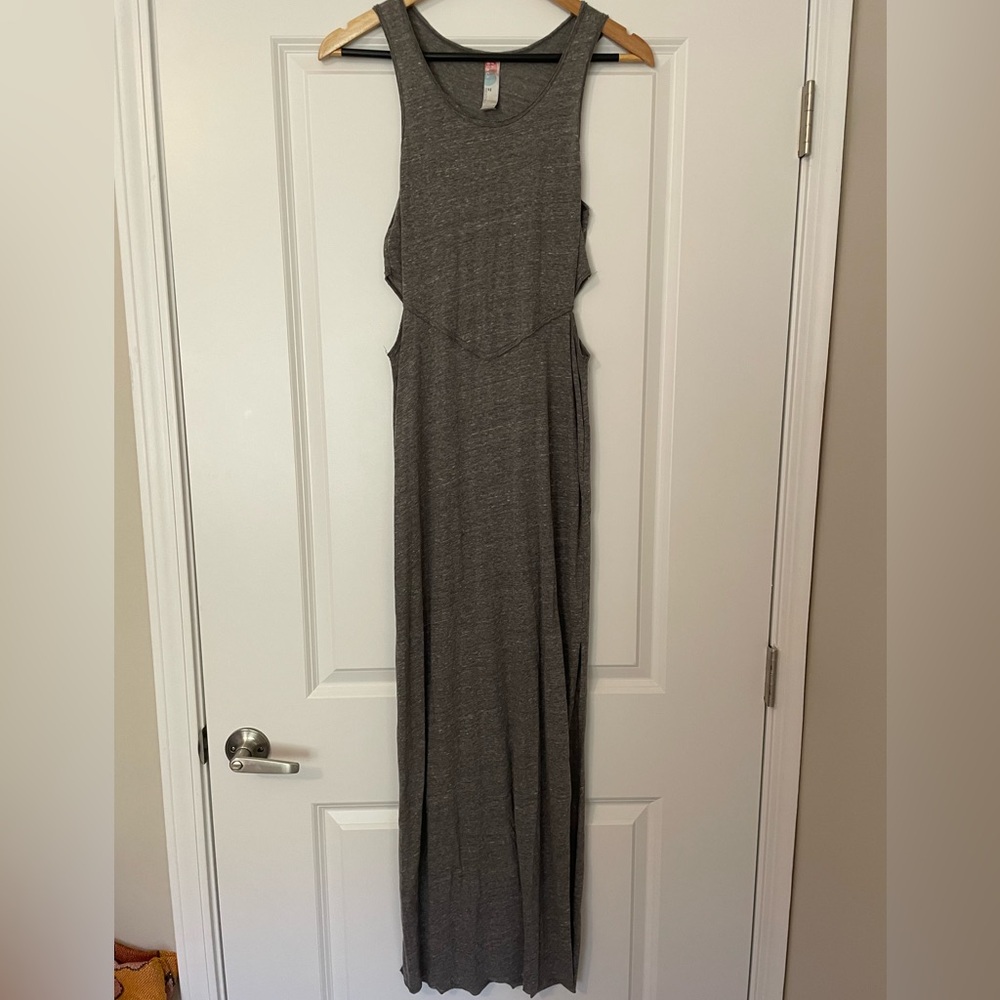 Free People Beach Gray Racerback Sleevesless Maxi dress with side cutouts